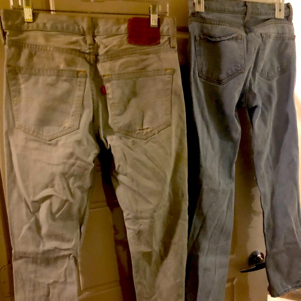 His and hers ripped light denim